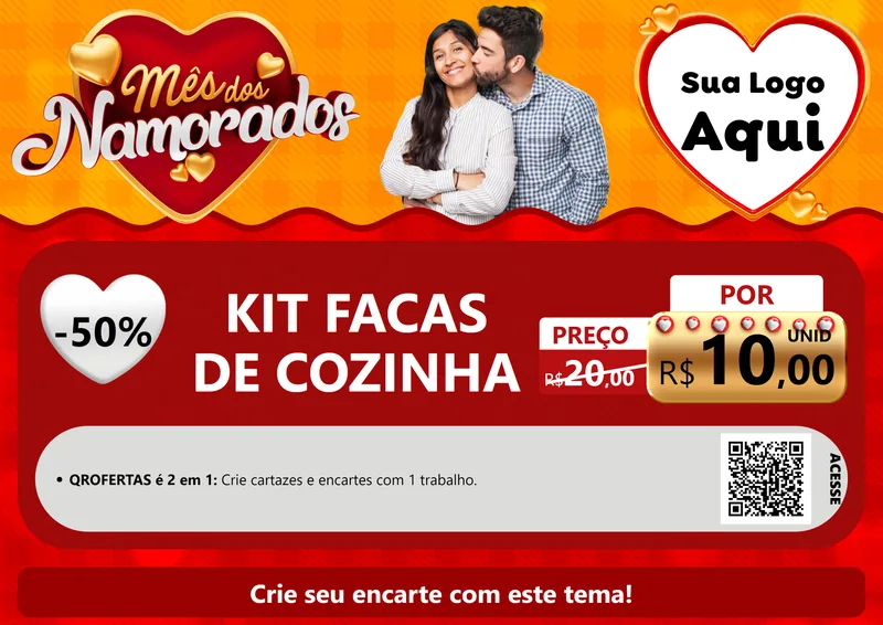 Modelo de Cartaz para Cartaz A4 Horizontal com o tema Mês dos Namorados para Utilidades Domésticas