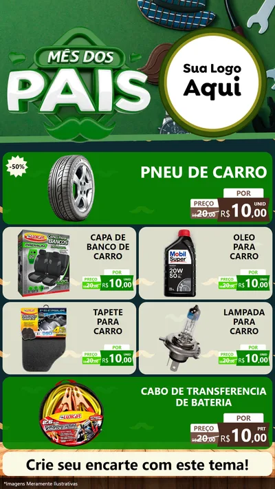 Modelo de TV para TV Vertical com o tema Mês dos Pais para Auto peças