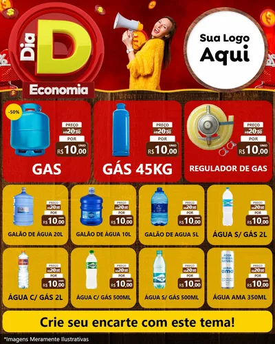 Modelo de Rede Social para Feed Instagram com o tema Dia D Economia para Água e gás