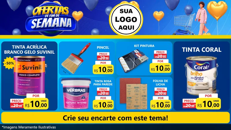 Modelo de TV para TV Horizontal com o tema Ofertas de Fim de Semana para Tintas e Ferramentas