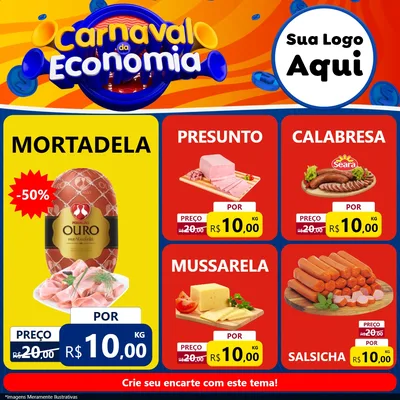 Modelo de Rede Social para Feed Facebook com o tema Carnaval da Economia para Frios e Laticínios