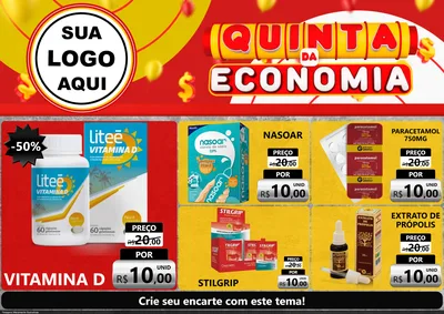 Modelo de Encarte para Encarte A4 Horizontal com o tema Quinta da Economia para Farmácia