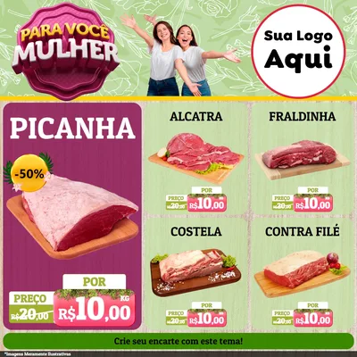 Modelo de Rede Social para Feed Facebook com o tema Para Você Mulher para Açougue