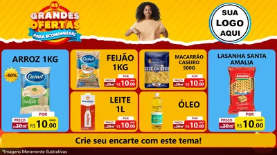 Modelo de TV para TV Horizontal com o tema Grandes Ofertas Para Economizar! para Supermercado
