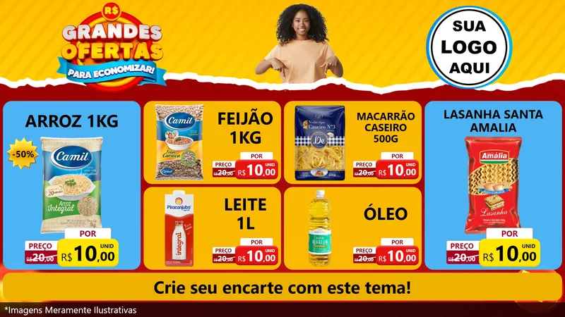 Modelo de TV para TV Horizontal com o tema Grandes Ofertas Para Economizar! para Supermercado