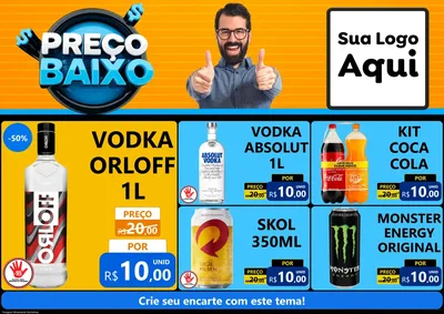 Modelo de Encarte para Encarte A4 Horizontal com o tema Preço Baixo para Distribuidora de bebidas