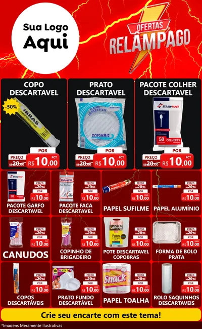 Modelo de Encarte para Encarte Grande com o tema Ofertas Relâmpago para Embalagens