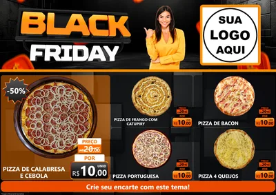 Modelo de Encarte para Encarte A4 Horizontal com o tema Black Friday para Pizzaria