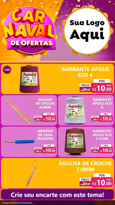 Modelo de TV para TV Vertical com o tema Carnaval de Ofertas para Armarinho e Aviamentos