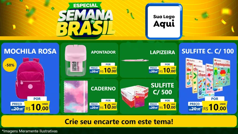 Modelo de TV para TV Horizontal com o tema Especial Semana do Brasil para Papelaria