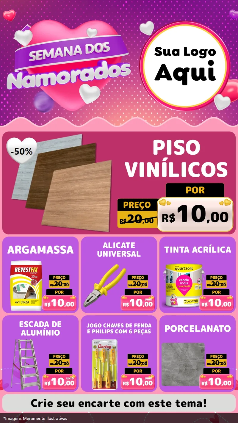 Modelo de Rede Social para Stories com o tema Semana dos Namorados para Material para Construção