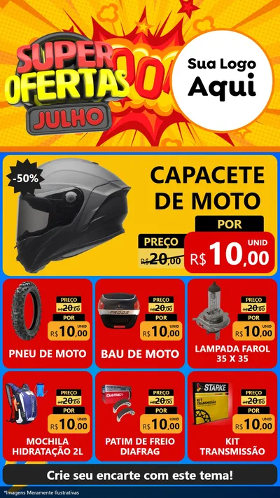 Modelo de Rede Social para Stories com o tema Super Ofertas Julho para Moto peças