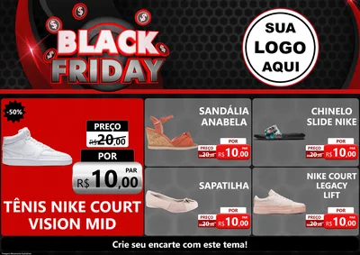 Modelo de Encarte para Encarte A4 Horizontal com o tema Black Friday para Calçados