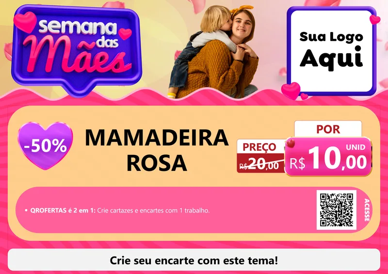 Modelo de Cartaz para Cartaz A4 Horizontal com o tema Semana das Mães para Bebês