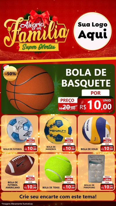 Modelo de Rede Social para Stories com o tema Alegria em Família Super Ofertas - Natal para Artigos Esportivos