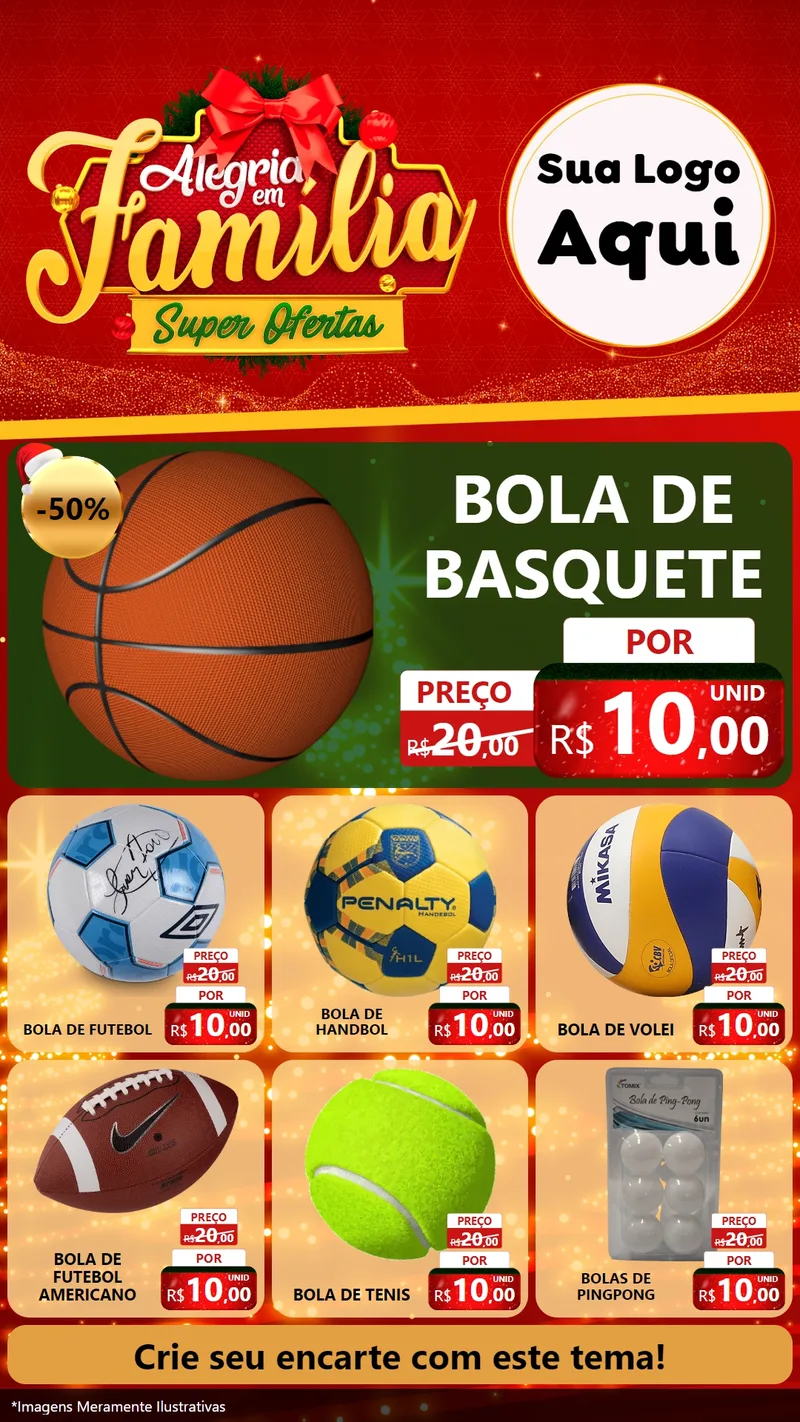 Modelo de Rede Social para Stories com o tema Alegria em Família Super Ofertas - Natal para Artigos Esportivos