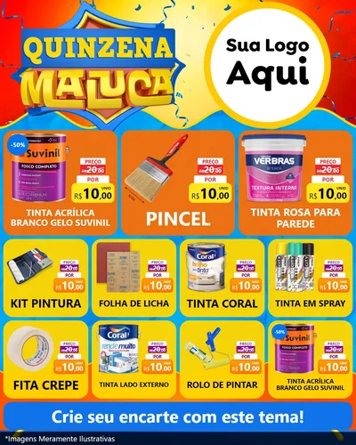 Modelo de Rede Social para Feed Instagram com o tema Quinzena Maluca para Tintas e Ferramentas
