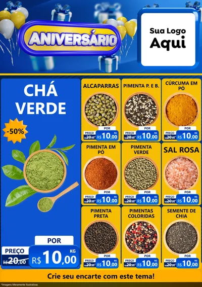 Modelo de Encarte para Encarte A4 Vertical com o tema Aniversário para Produtos Naturais