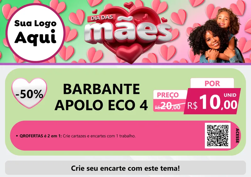 Modelo de Cartaz para Cartaz A4 Horizontal com o tema Dia das Mães para Armarinho e Aviamentos