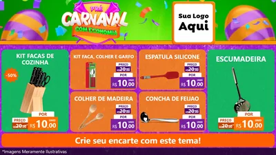 Modelo de TV para TV Horizontal com o tema Pré-Carnaval Com Economia para Utilidades Domésticas