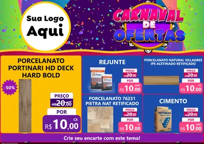 Modelo de Encarte para Encarte A4 Horizontal com o tema Carnaval de Ofertas para Pisos e revestimentos