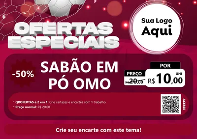 Modelo de Cartaz para Cartaz A4 Horizontal com o tema Ofertas Especiais - Futebol para Produtos de Limpeza