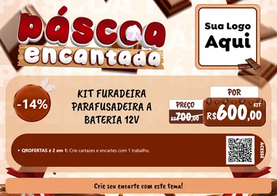 Modelo de Cartaz para Cartaz A4 Horizontal com o tema Páscoa Encantada para Maquinas e Ferramentas