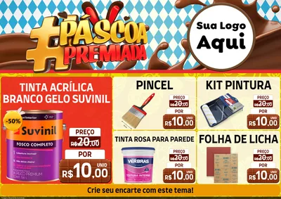 Modelo de Encarte para Encarte A4 Horizontal com o tema Páscoa Premiada para Tintas e Ferramentas