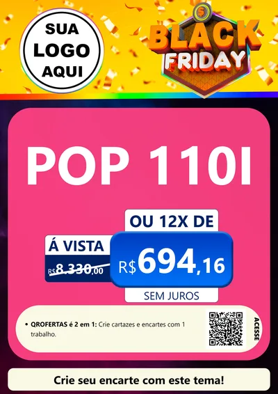 Modelo de Cartaz para Cartaz A4 Vertical com o tema Black Friday para Concessionaria de Motos