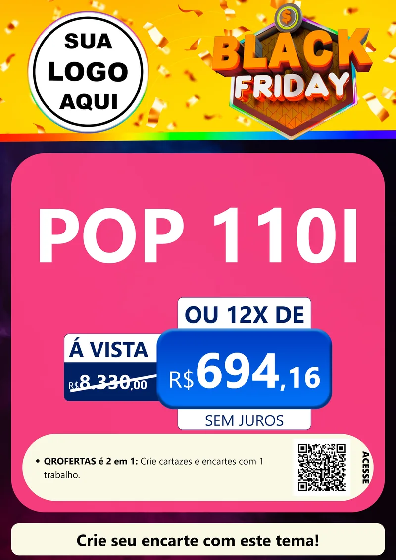 Modelo de Cartaz para Cartaz A4 Vertical com o tema Black Friday para Concessionaria de Motos
