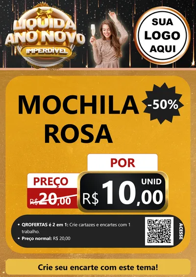 Modelo de Cartaz para Cartaz A4 Vertical com o tema Liquida Ano Novo Imperdível para Papelaria