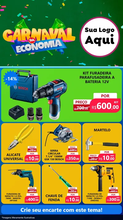 Modelo de Rede Social para Stories com o tema Carnaval da Economia para Maquinas e Ferramentas