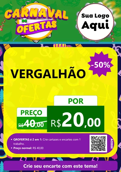 Modelo de Cartaz para Cartaz A4 Vertical com o tema Carnaval de Ofertas para Ferragens