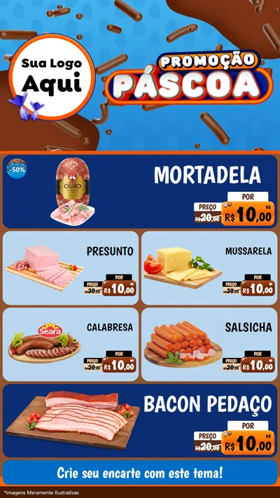 Modelo de TV para TV Vertical com o tema Promoção Páscoa para Frios e Laticínios
