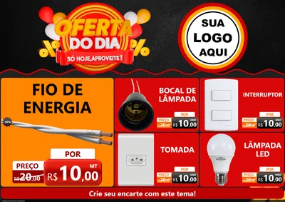 Modelo de Encarte para Encarte A4 Horizontal com o tema Oferta do Dia - Só hoje, Aproveite! para Materiais Elétricos