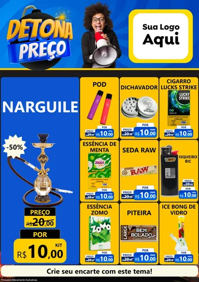 Modelo de Encarte para Encarte A4 Vertical com o tema Detona Preços para Tabacaria