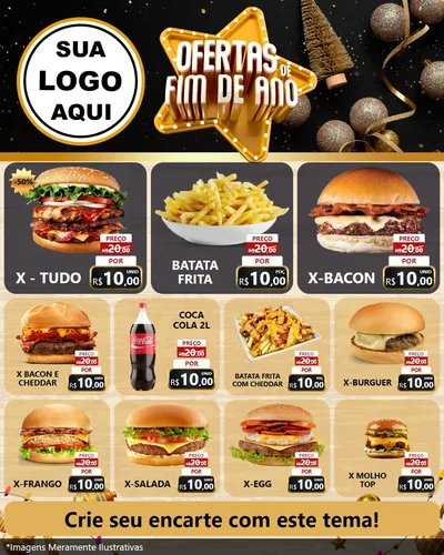 Modelo de Rede Social para Feed Instagram com o tema Ofertas de Fim de Ano para Hamburgueria