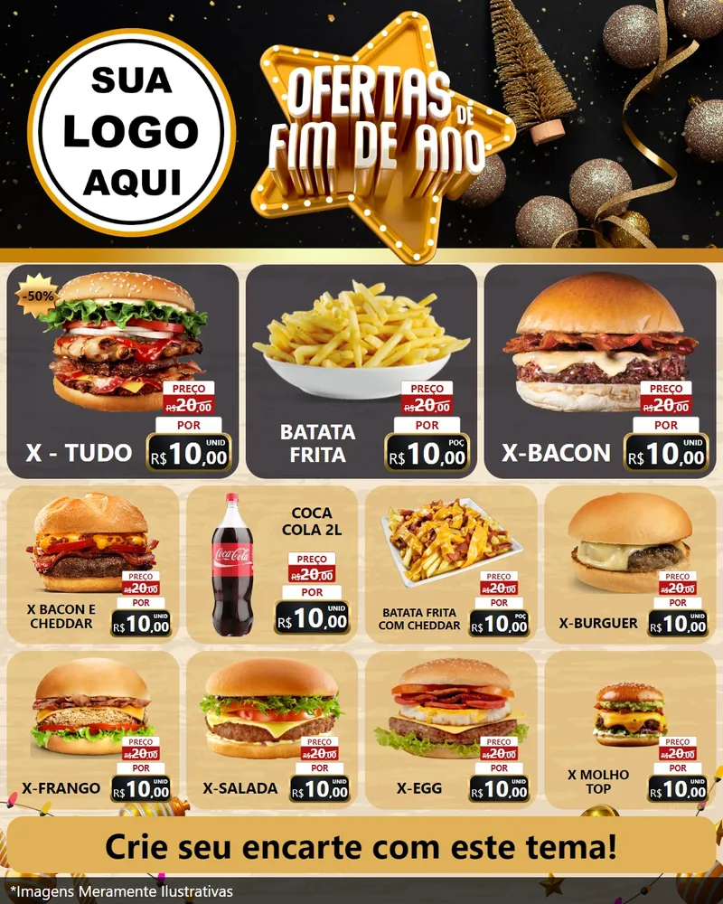Modelo de Rede Social para Feed Instagram com o tema Ofertas de Fim de Ano para Hamburgueria