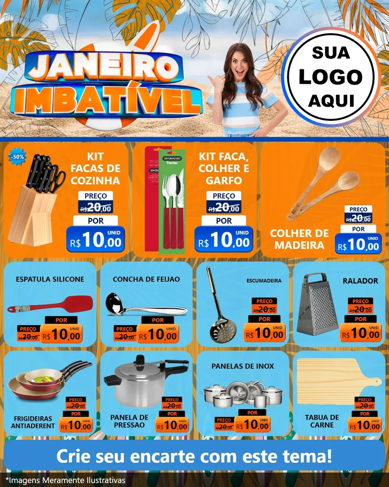 Modelo de Rede Social para Feed Instagram com o tema Janeiro Imbatível para Utilidades Domésticas
