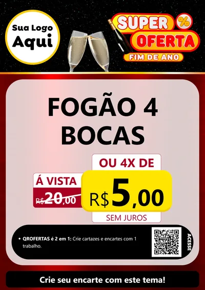 Modelo de Cartaz para Cartaz A4 Vertical com o tema Super Oferta Fim de Ano para Móveis e Eletro