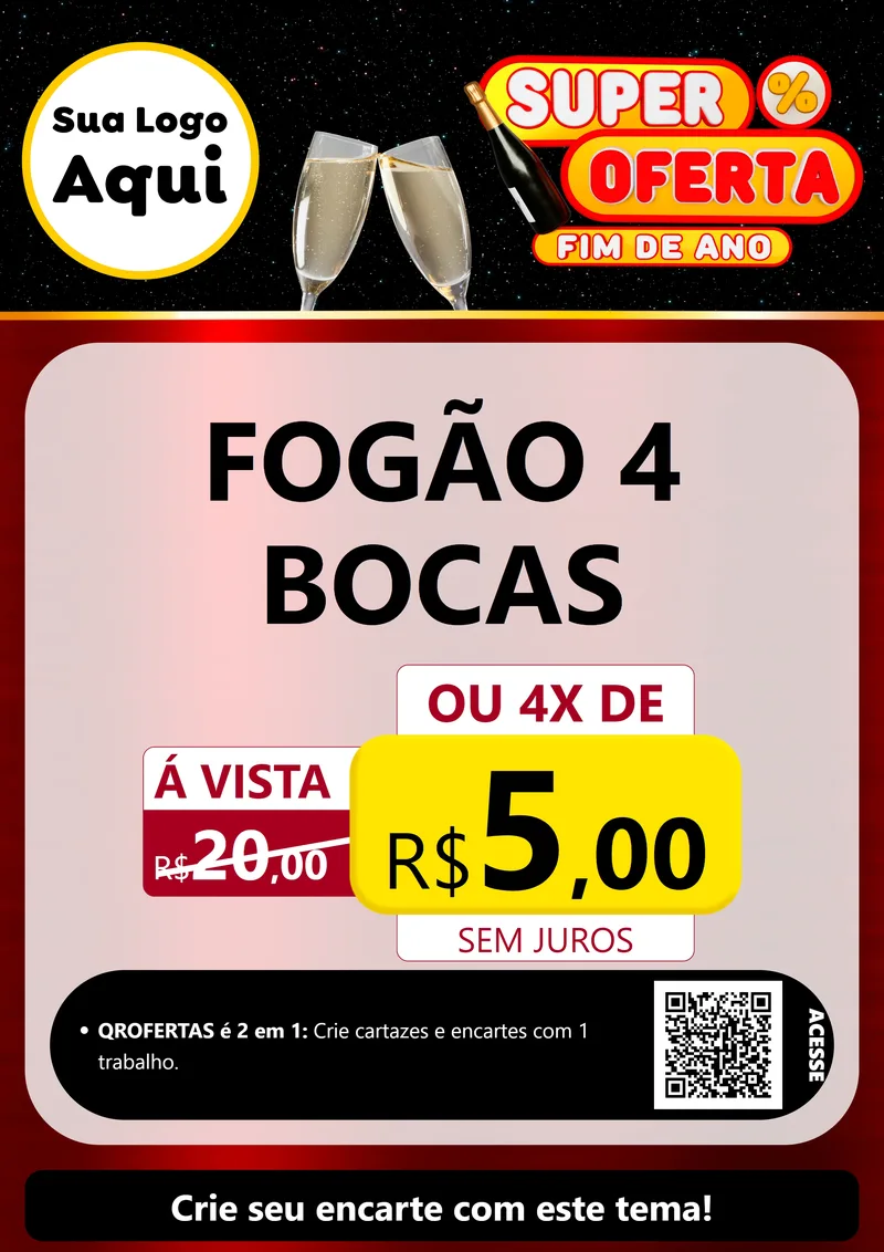 Modelo de Cartaz para Cartaz A4 Vertical com o tema Super Oferta Fim de Ano para Móveis e Eletro