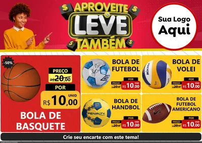 Modelo de Encarte para Encarte A4 Horizontal com o tema Aproveite e Leve Também para Artigos Esportivos