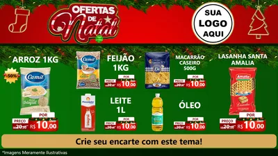 Modelo de TV para TV Horizontal com o tema Ofertas de Natal para Supermercado