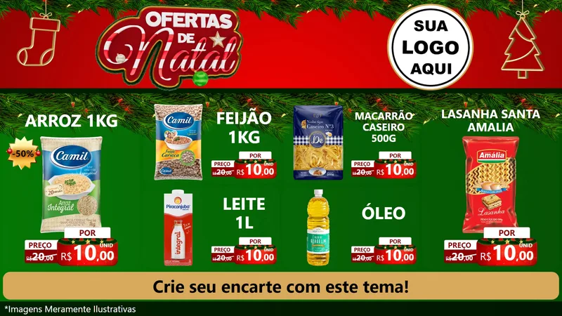 Modelo de TV para TV Horizontal com o tema Ofertas de Natal para Supermercado