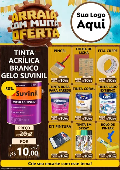 Modelo de Encarte para Encarte A4 Vertical com o tema Ofertas de São João - Junina para Tintas e Ferramentas