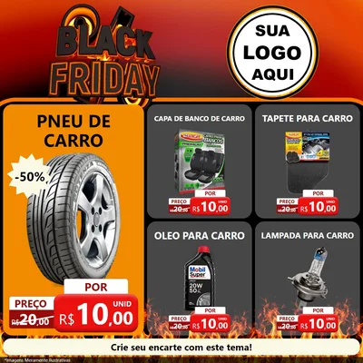 Modelo de Rede Social para Feed Facebook com o tema Black Friday para Auto peças