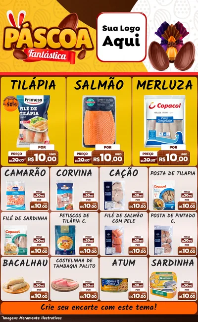 Modelo de Encarte para Encarte Grande com o tema Páscoa Fantástica para Peixaria