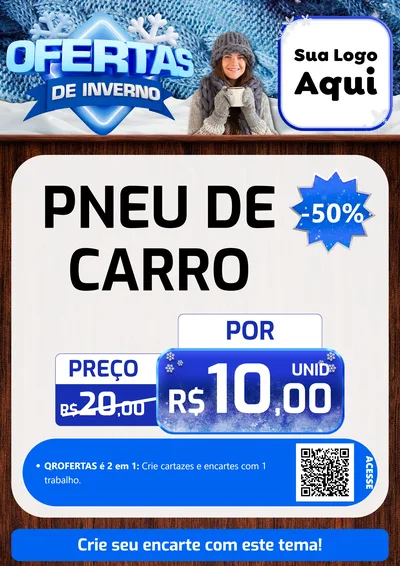 Modelo de Cartaz para Cartaz A4 Vertical com o tema Ofertas de Inverno para Auto peças