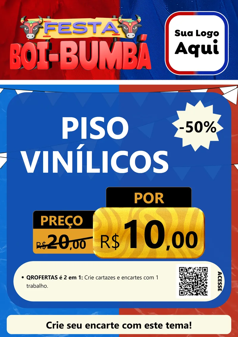 Modelo de Cartaz para Cartaz A4 Vertical com o tema Festa Boi Bumbá para Material para Construção