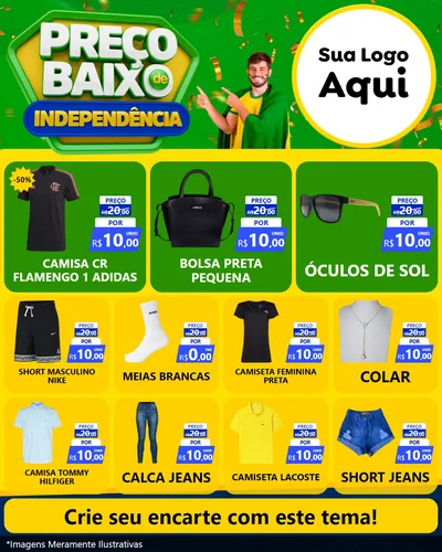 Modelo de Rede Social para Feed Instagram com o tema Preço Baixo de Independência para Roupas e acessórios